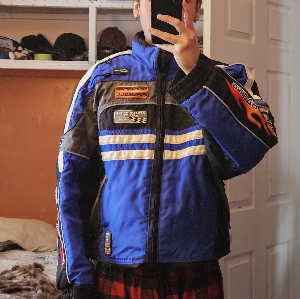 Factory Racing Blue and Black Bomber Jacket - Picture 5 of 5